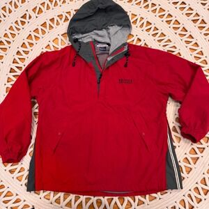 Y2K Nautica Competition Anorak Jacket Red Grey Hooded Pullover Mens Size S‎